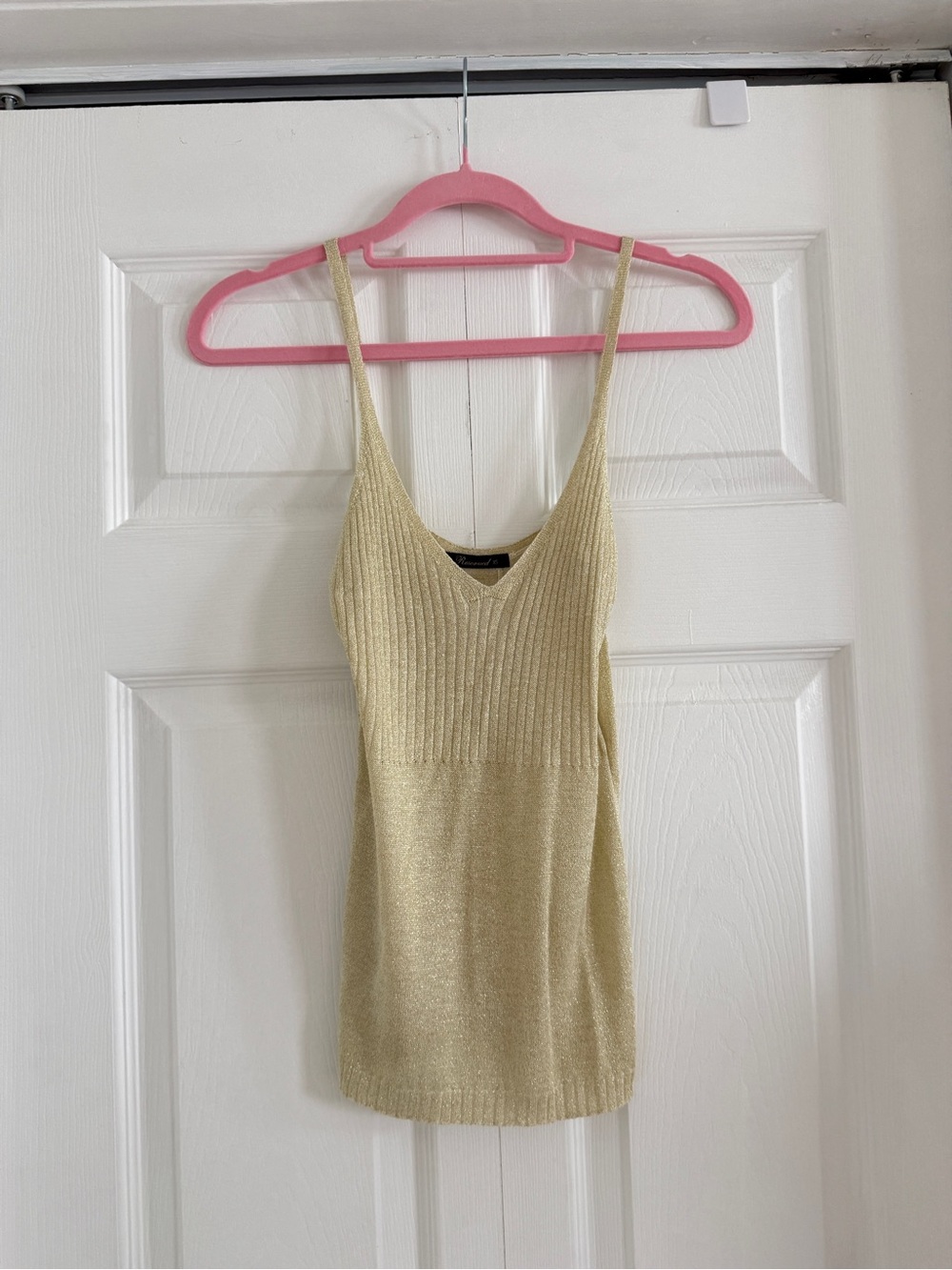 Reserved Gold Shimmer Ribbed V-Neck Tank; Size XS